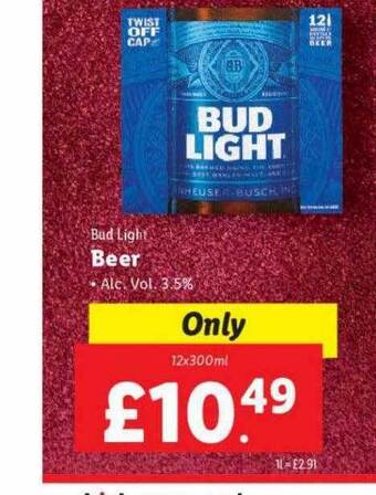 Lidl Bud light beer offer