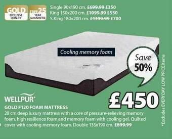 JYSK Wellpur gold f120 foam mattress offer