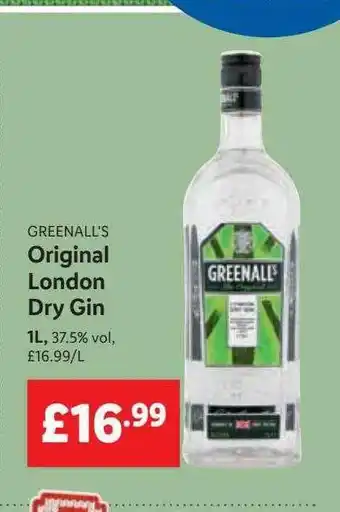 Lidl Greenall's original london dry gin offer