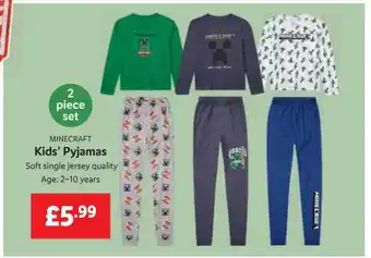 Lidl Minecraft kids' pyjamas offer