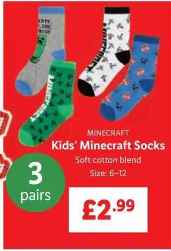 Lidl Minecraft kids' minecraft socks offer