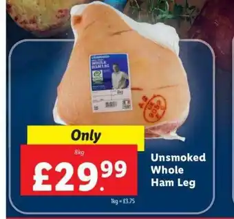 Lidl Unsmoked whole ham leg offer