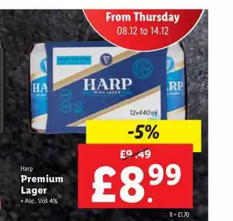Lidl Harp premium lager offer