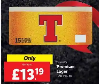 Lidl Tennent's premium lager offer