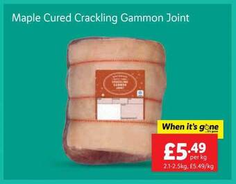 Lidl Maple cured crackling gammon joint offer