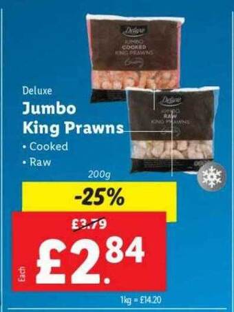 Lidl Deluxe jumbo king prawns offer