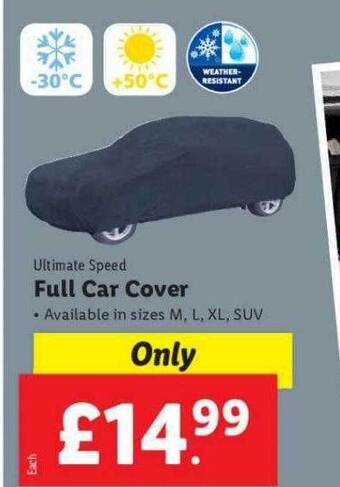 Lidl Ultimate speed full car cover offer