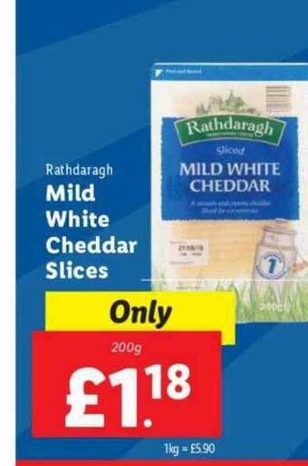 Lidl Rathdaragh mild white cheddar slices offer