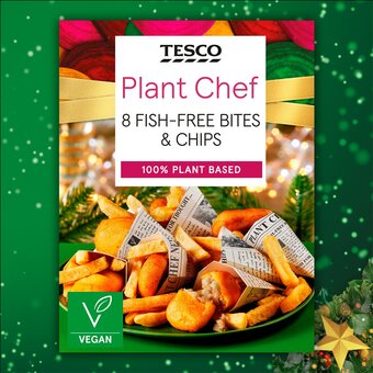 Tesco Tesco plant chef 8 fish free bites & chips 310g offer