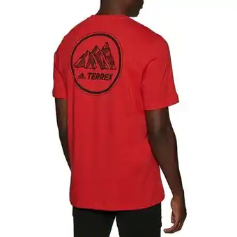 Surfdome Adidas terrex mountain graphic mens short sleeve t-shirt - vivid red offer