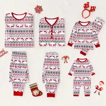 Patpat Patpat christmas deer and snowflake print red family matching long-sleeve pajamas set (flame resistant) offer