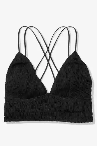 Victoria's Secret Victorias secret pink victoria's secret pink black smocked triangle bralette - black offer