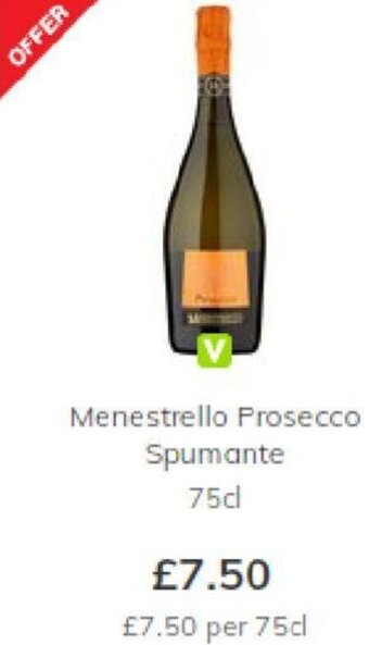 Morrisons Menestrello Prosecco Spumante 75cl offer