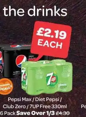 Spar Pepsi max-diet pepsi-club zero-7 up offer