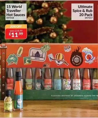 15 world traveller hot sauces, ultimate spice & rub 20 pack
