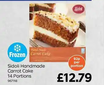 Bestway Sidoli Handmade Carrot Cake 14 Portions offer