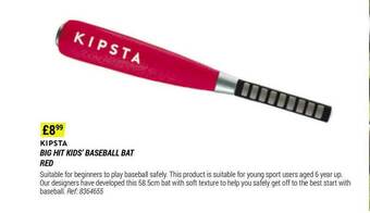 Decathlon Kipsta Big Hit Kids' Baseball Bat Red offer