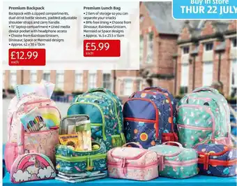 Aldi Premium Backpack Or Premium Lunch Bag offer