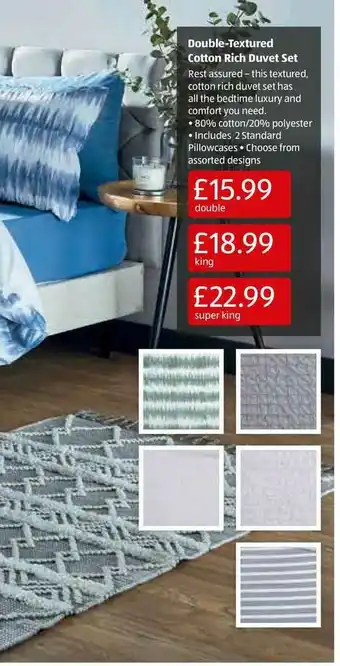 Aldi Double-Textured Cotton Rich Duvet Set offer