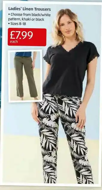 Aldi Ladies' Linen Trousers offer