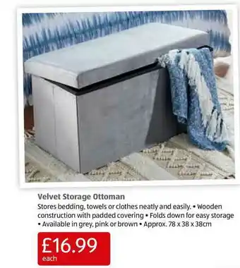 Aldi Velvet Storage Ottoman offer
