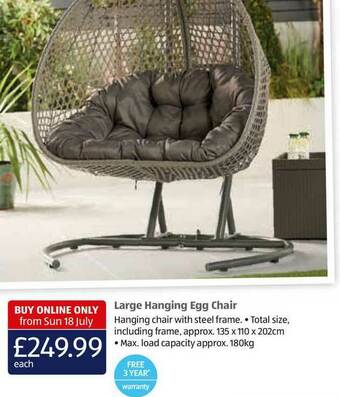 Aldi Large Hanging Egg Chair offer