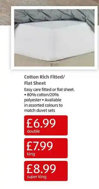 Aldi Cotton Rich Fitted-Flat Sheet offer