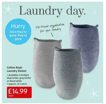 Aldi Cotton Rope Laundry Basket offer
