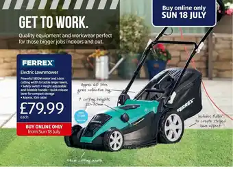 Aldi Ferrex Electric Lawnmower offer