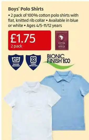 Aldi Boys' Polo Shirts offer