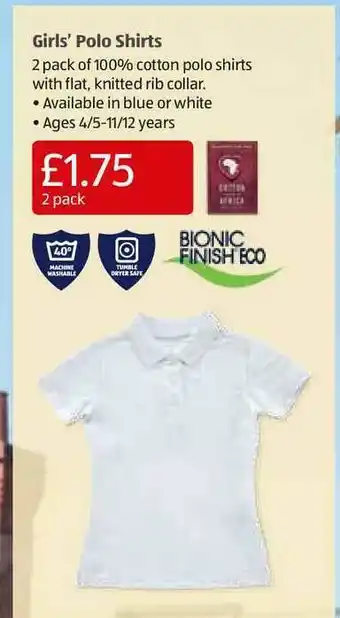 Aldi Girls' Polo Shirts offer