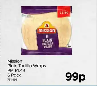 Bestway Mission Plain Tortilla Wraps PM £1.49 6 Pack offer