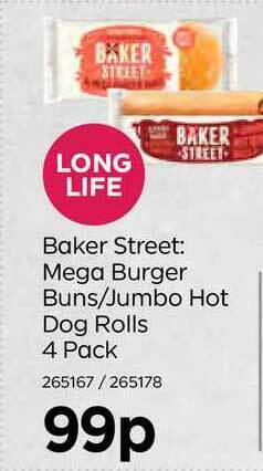 Bestway Baker Street: Mega Burger Buns-Jumbo Hot Dog Rolls 4 Pack offer