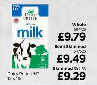 Bestway Dairy Pride UHT Whole, Semi Skimmed Or Skimmed 12 X 1Ltr offer