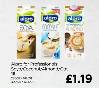 Bestway Alpro For Professionals: Soya-Coconut-Almond-Oat 1Ltr offer