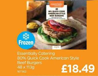 Bestway Essentially Catering 80% Quick Cook American Style Beef Burgers 48 X 113g offer