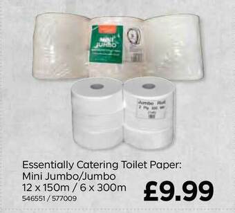 Bestway Essentially Catering Toilet Paper: Mini Jumbo-Jumbo 12 X 150m - 6 X 300m offer