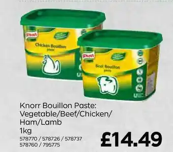Bestway Knorr Bouillon Paste: Vegetable-Beef-Chicken-Ham-Lamb 1Kg offer