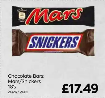 Bestway Chocolate Bars: Mars-Snickers 18's offer