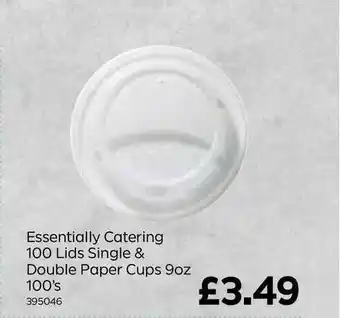 Bestway Essentially Catering 100 Lids Single & Double Paper Cups 9oz 100's offer