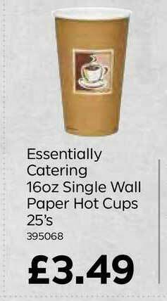 Bestway Essentially Catering 16oz Single Wall Paper Hot Cups 25's offer