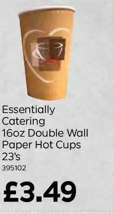 Bestway Essentially Catering 16oz Double Wall Paper Hot Cups 23's offer