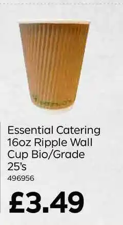 Bestway Essentially Catering 16oz Ripple Wall Cup Bio-Grade 25's offer