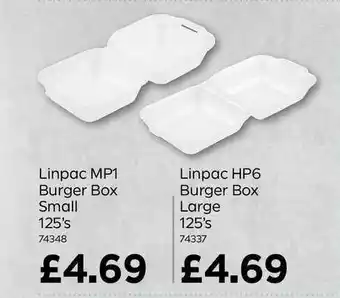Bestway Linpac MP1 Burger Box Small 125's Or Linpac HP6 Burger Box Large 125's offer