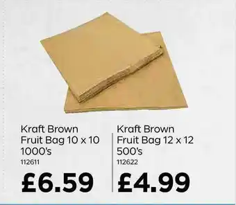 Bestway Kraft Brown Fruit Bag 10 X 10 1000's Or Kraft Brown Fruit Bag 12 X 12 500's offer
