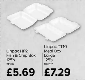 Linpac HP2 Fish & Chip Box 125's Or Linpac TT10 Meal Box Large 125's