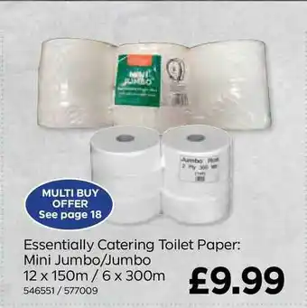 Bestway Essentially Catering Toilet Paper: Mini Jumbo-Jumbo 12 X 150m - 6 X 300m offer