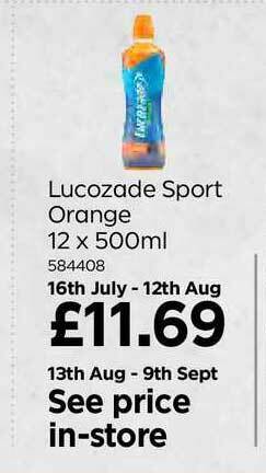 Bestway Lucozade Sport Orange 12 X 500ml offer