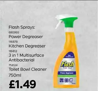 Flash Sprays: Power Degreaser, Kitchen Degreaser, 3 In 1 Multisurface Antibacterial Or Toilet Bowl Cleaner