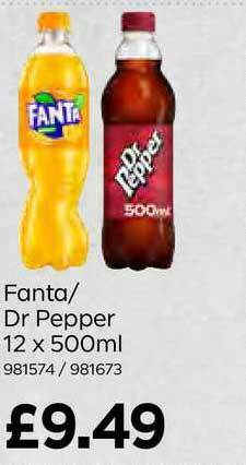 Bestway Fanta-Dr Pepper 12 X 500ml offer
